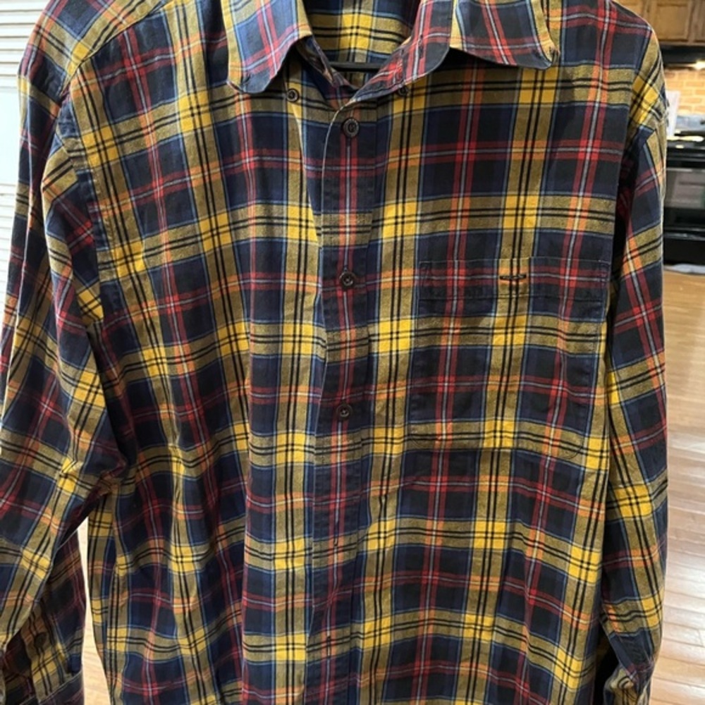 Orvis Plaid Button-Up Shirt Multicolor Cotton Long Sleeve Men Size L